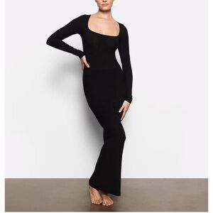 Skims Fits Everybody Soft Lounge Dress- XXSP - Onyx